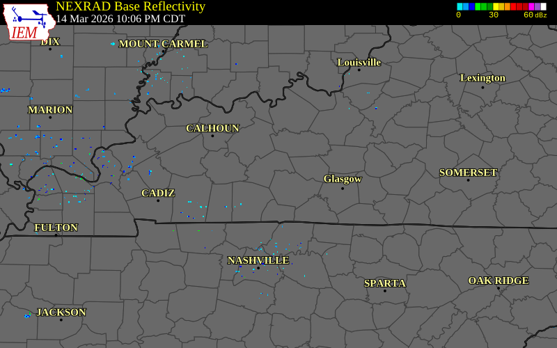 Radar snapshot during the Mar 14, 2026 tornado event near 2 SW Riverside, Warren County, Kentucky, with NWS warning polygons