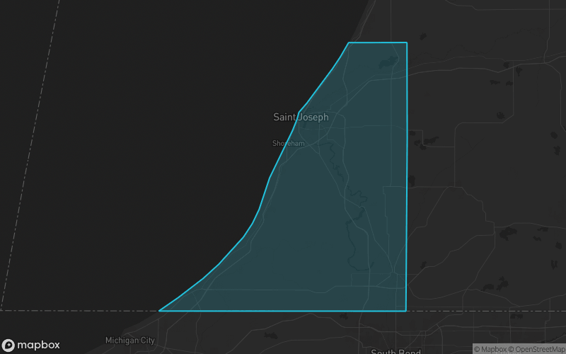 Map of Berrien County, Michigan showing the county boundary and surrounding cities