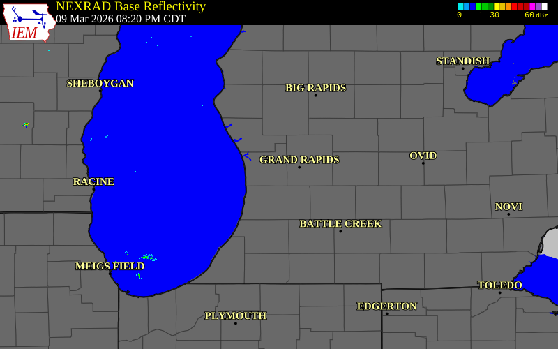 Radar snapshot during the Mar 9, 2026 hail event near 2 NNW Hudsonville, Ottawa County, Michigan, with NWS warning polygons
