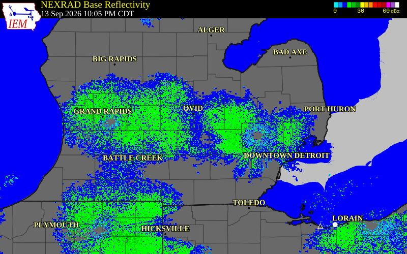 Current NEXRAD radar over Shiawassee County, Michigan with recent storm report locations