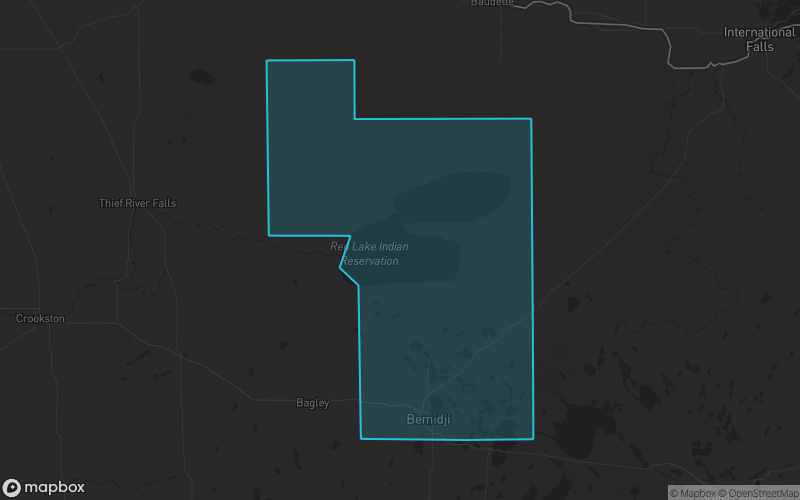 Map of Beltrami County, Minnesota showing the county boundary and surrounding cities
