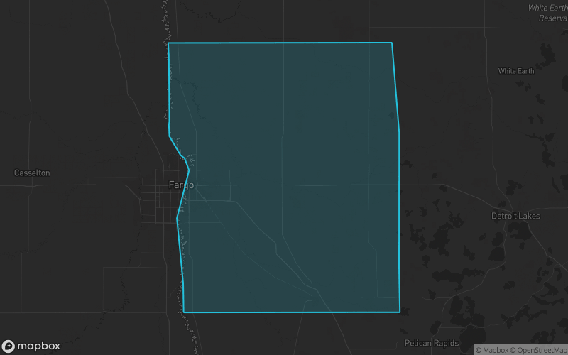 Map of Clay County, Minnesota showing the county boundary and surrounding cities