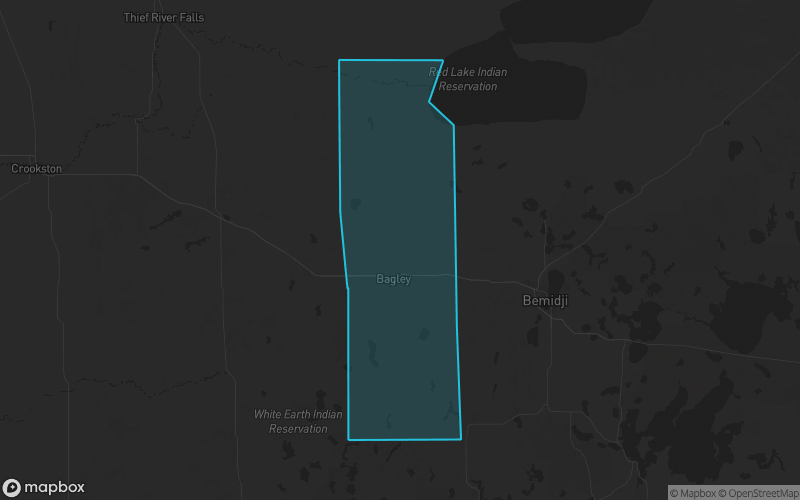 Map of Clearwater County, Minnesota showing the county boundary and surrounding cities