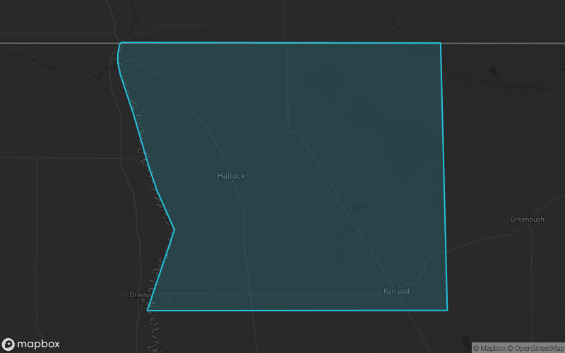 Map of Kittson County, Minnesota showing the county boundary and surrounding cities