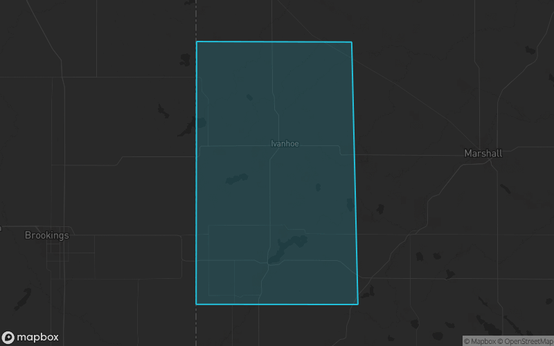 Map of Lincoln County, Minnesota showing the county boundary and surrounding cities