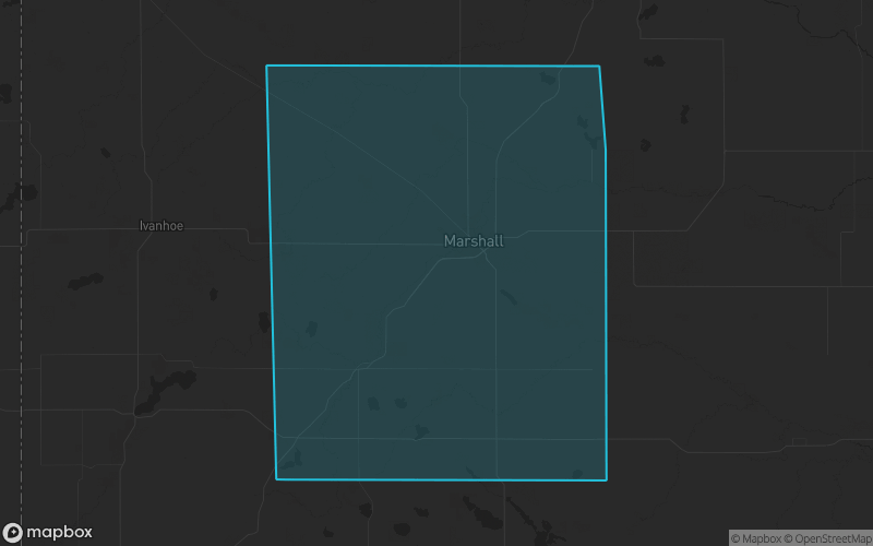 Map of Lyon County, Minnesota showing the county boundary and surrounding cities