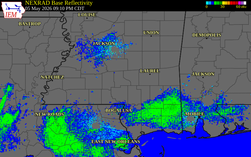 Radar snapshot during the May 5, 2026 tornado event near 3 SE Lone Star, Covington County, Mississippi, with NWS warning polygons