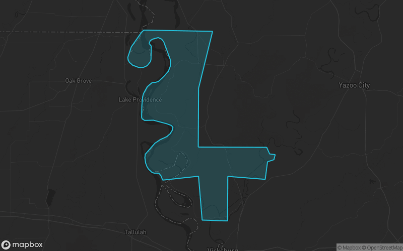 Map of Issaquena County, Mississippi showing the county boundary and surrounding cities