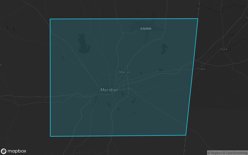 Map of Lauderdale County, Mississippi showing the county boundary and surrounding cities