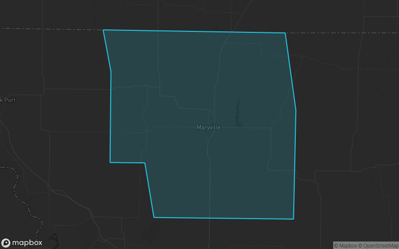 Map of Nodaway County, Missouri showing the county boundary and surrounding cities
