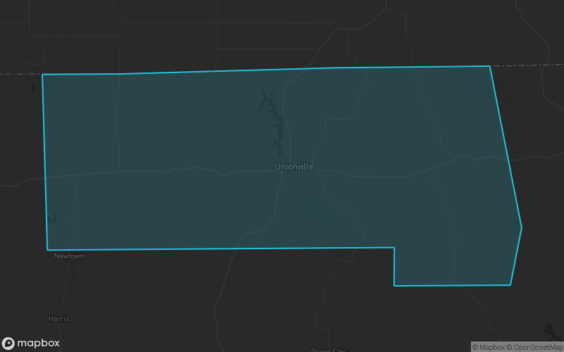 Map of Putnam County, Missouri showing the county boundary and surrounding cities