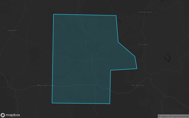 Map of Shannon County, Missouri showing the county boundary and surrounding cities