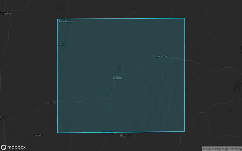 Map of Sullivan County, Missouri showing the county boundary and surrounding cities