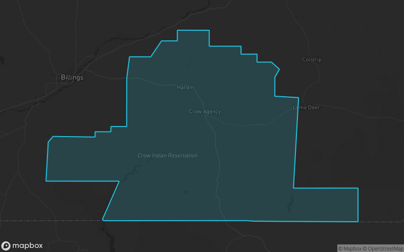 Map of Big Horn County, Montana showing the county boundary and surrounding cities