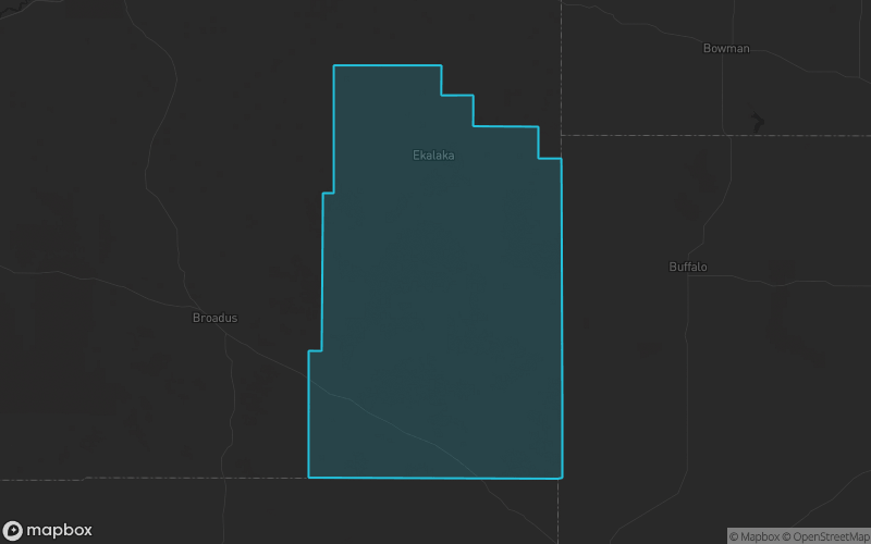 Map of Carter County, Montana showing the county boundary and surrounding cities