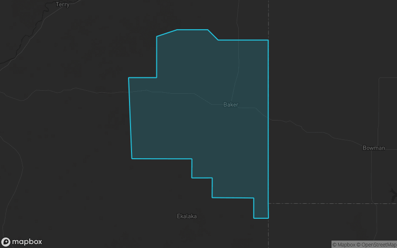 Map of Fallon County, Montana showing the county boundary and surrounding cities