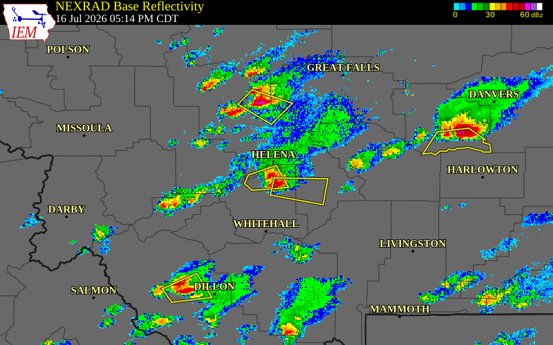 Radar snapshot during the Sep 13, 2025 wind event near 10 SE Boulder, Jefferson County, Montana, with NWS warning polygons