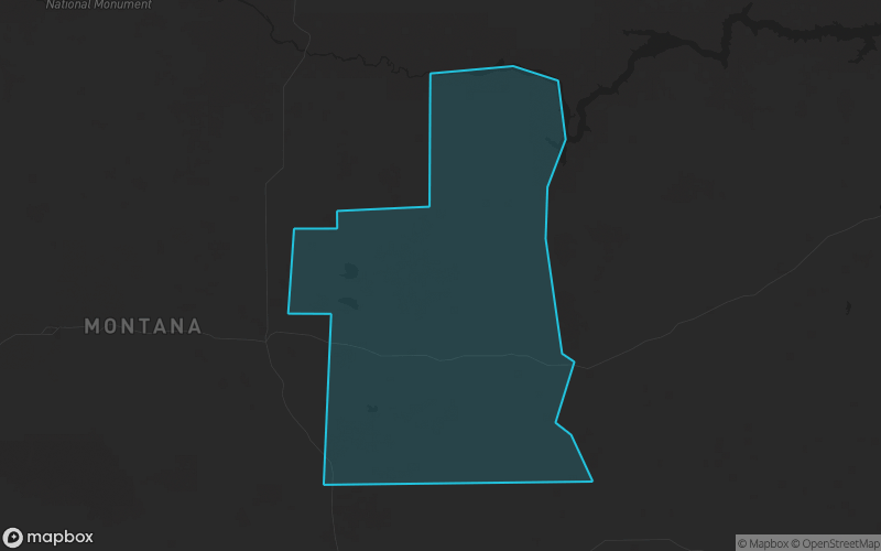 Map of Petroleum County, Montana showing the county boundary and surrounding cities