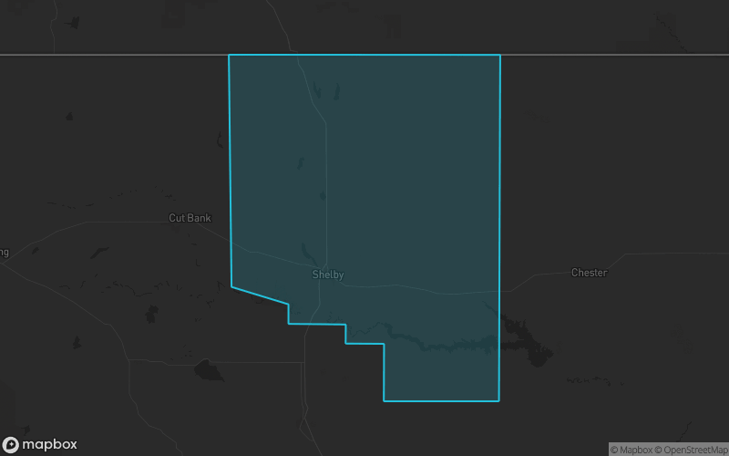 Map of Toole County, Montana showing the county boundary and surrounding cities