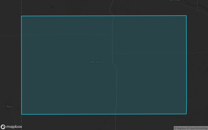 Map of Banner County, Nebraska showing the county boundary and surrounding cities
