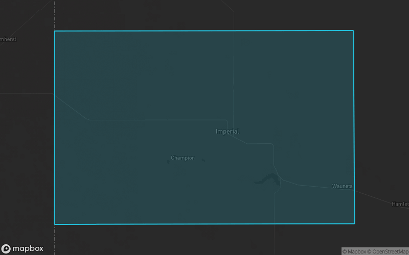 Map of Chase County, Nebraska showing the county boundary and surrounding cities