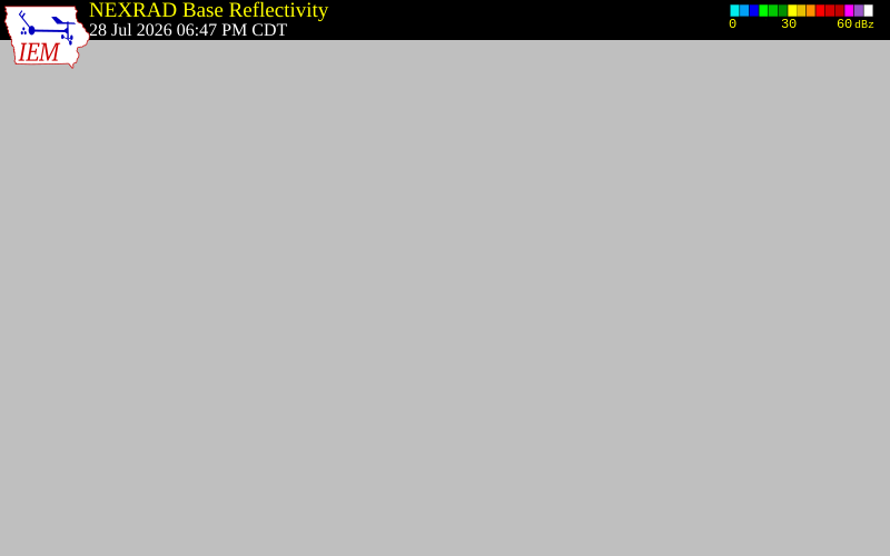 NEXRAD radar during the Tuesday, July 28, 2026 storm activity in Deuel County, Nebraska