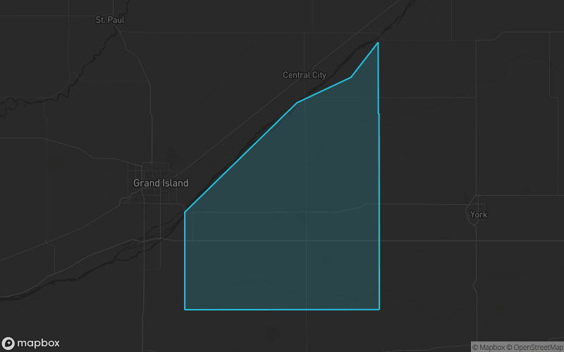 Map of Hamilton County, Nebraska showing the county boundary and surrounding cities