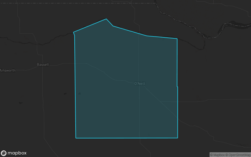 Map of Holt County, Nebraska showing the county boundary and surrounding cities