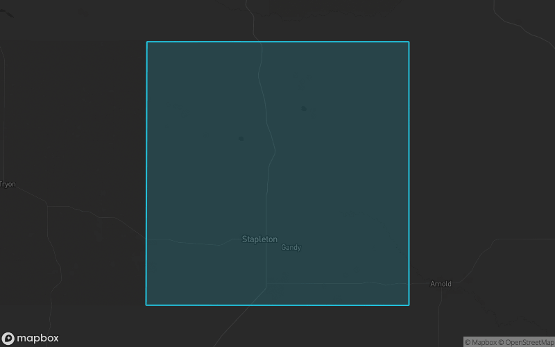Map of Logan County, Nebraska showing the county boundary and surrounding cities
