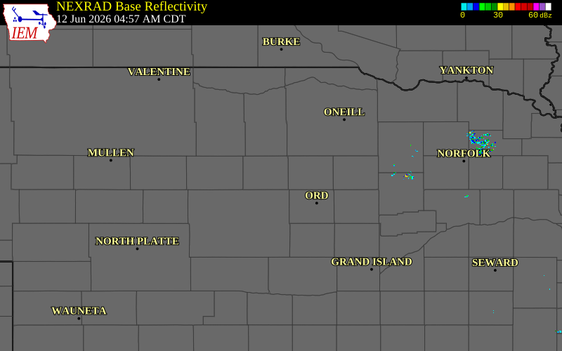 Radar snapshot during the Jun 12, 2026 hail event near 9 NNE Taylor, Loup County, Nebraska, with NWS warning polygons