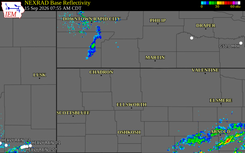 Current NEXRAD radar over Sheridan County, Nebraska with recent storm report locations