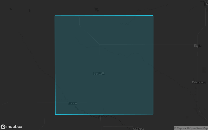 Map of Wheeler County, Nebraska showing the county boundary and surrounding cities