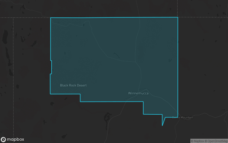Map of Humboldt County, Nevada showing the county boundary and surrounding cities