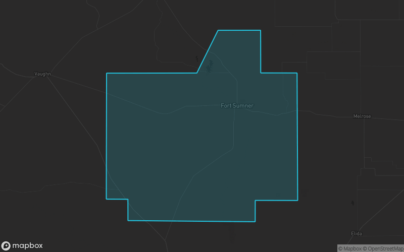 Map of De Baca County, New Mexico showing the county boundary and surrounding cities