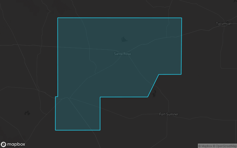 Map of Guadalupe County, New Mexico showing the county boundary and surrounding cities