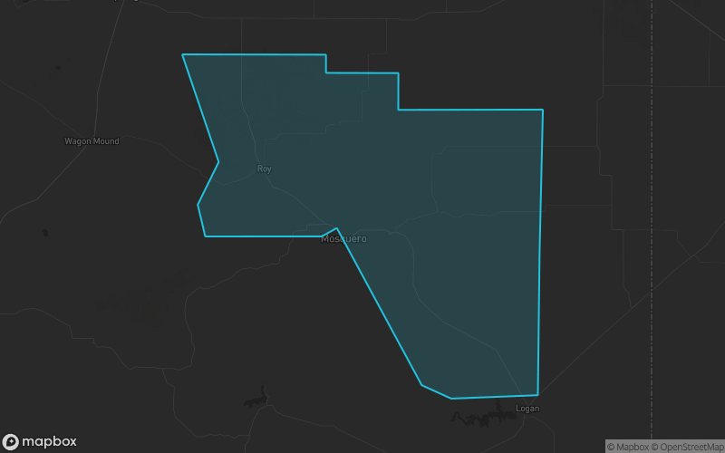 Map of Harding County, New Mexico showing the county boundary and surrounding cities