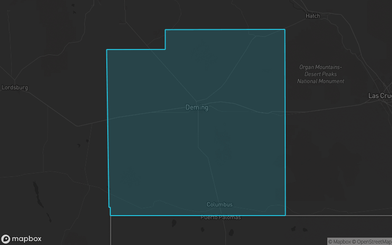 Map of Luna County, New Mexico showing the county boundary and surrounding cities