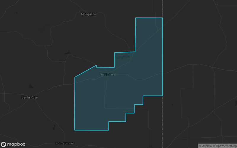 Map of Quay County, New Mexico showing the county boundary and surrounding cities