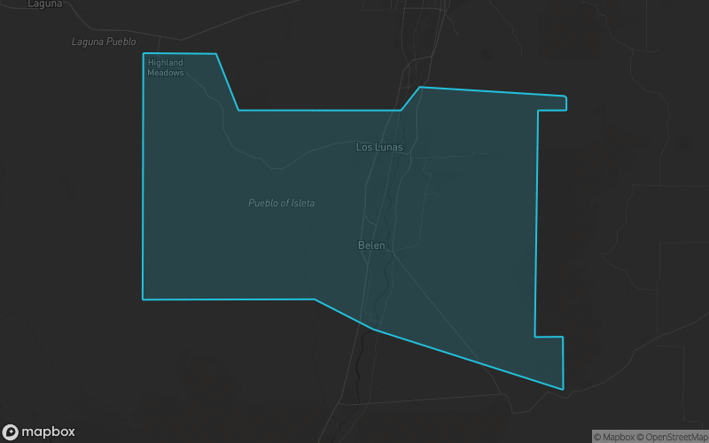 Map of Valencia County, New Mexico showing the county boundary and surrounding cities