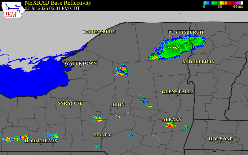 Radar snapshot during the Jul 2, 2026 wind event near Herkimer County, Herkimer County, New York, with NWS warning polygons