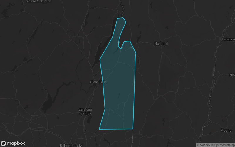 Map of Washington County, New York showing the county boundary and surrounding cities