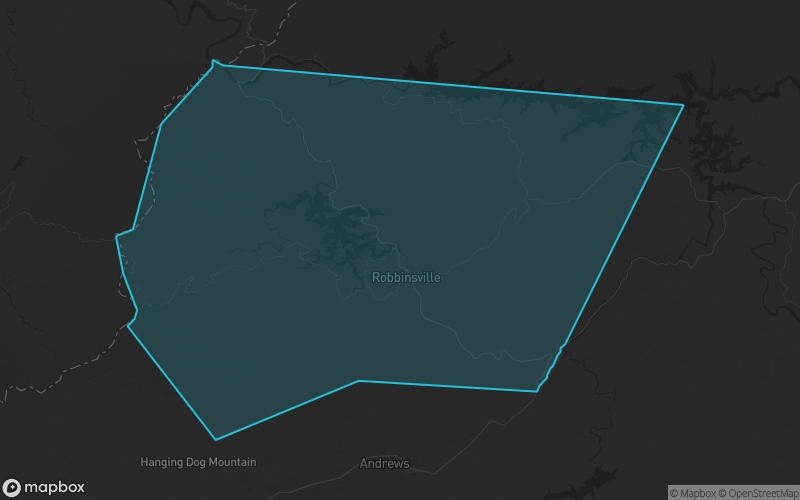 Map of Graham County, North Carolina showing the county boundary and surrounding cities
