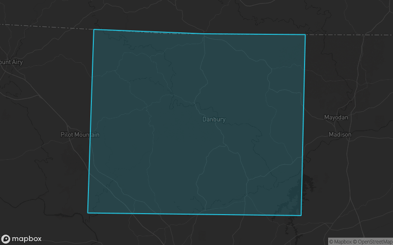 Map of Stokes County, North Carolina showing the county boundary and surrounding cities