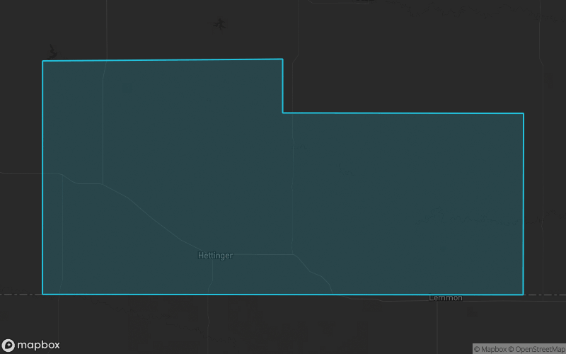 Map of Adams County, North Dakota showing the county boundary and surrounding cities