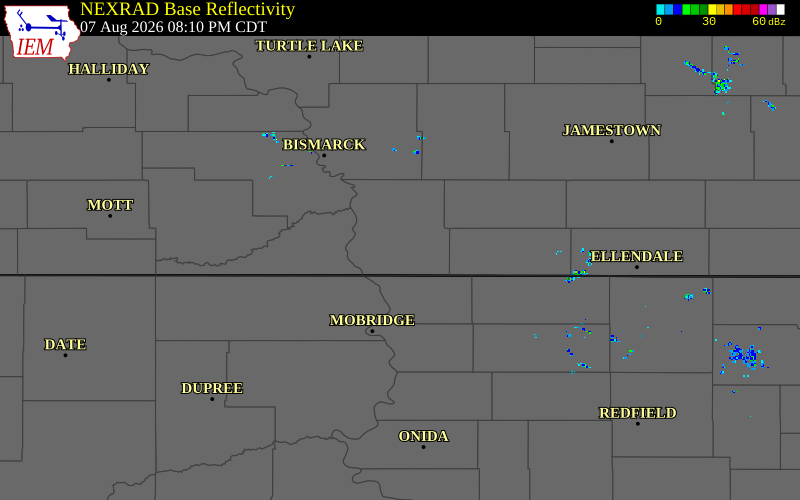Radar snapshot during the Sep 14, 2025 tornado event near 3 NE Fort Rice, Emmons County, North Dakota, with NWS warning polygons