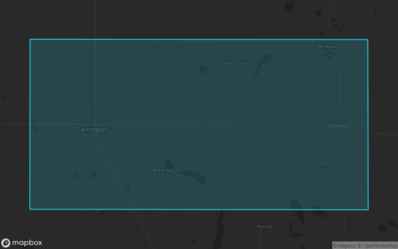 Map of Foster County, North Dakota showing the county boundary and surrounding cities