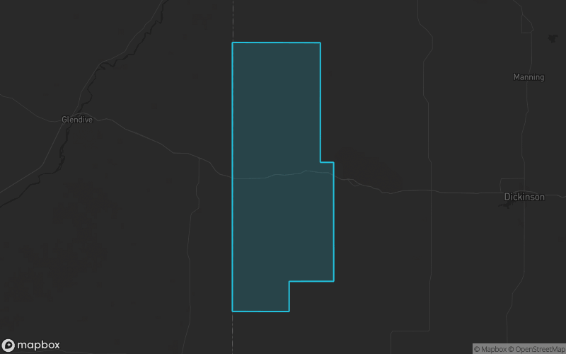 Map of Golden Valley County, North Dakota showing the county boundary and surrounding cities
