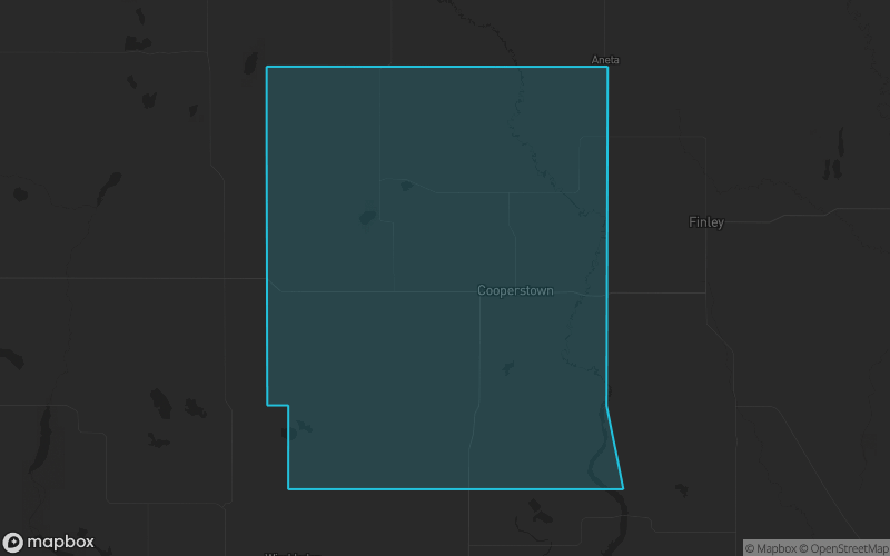 Map of Griggs County, North Dakota showing the county boundary and surrounding cities
