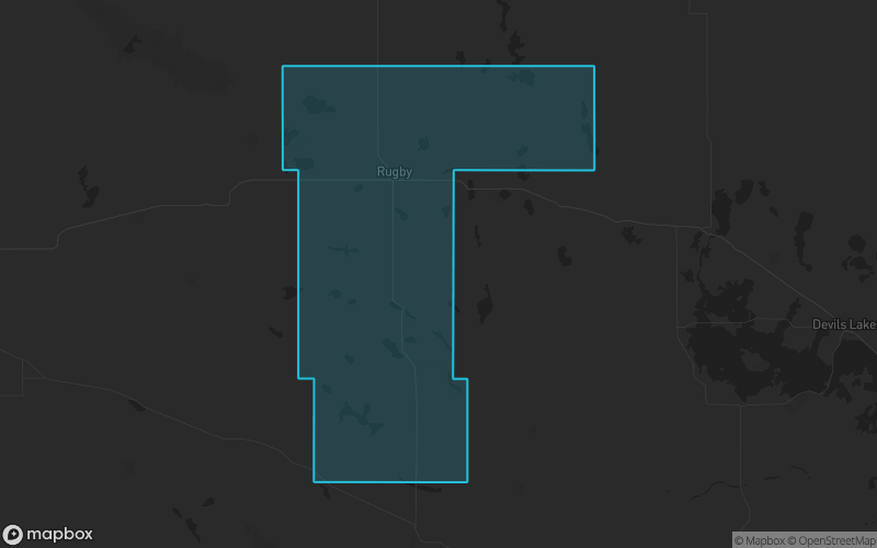 Map of Pierce County, North Dakota showing the county boundary and surrounding cities