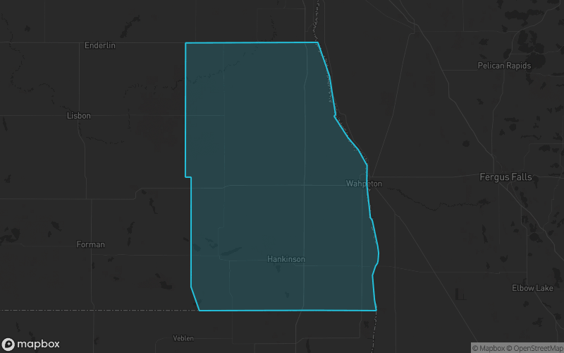 Map of Richland County, North Dakota showing the county boundary and surrounding cities